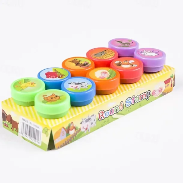 10Pcs Assorted Stamps For Kids Self-ink Stamps Children Toy Stamps Smiley Face Seal For Scrapbooking DIY Painting Photo Album Decor