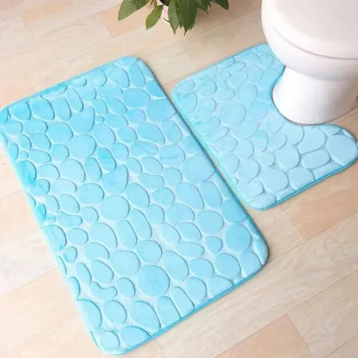 3pcs Bath Mat Non-slip Bathroom Rugs Set, Ultra Soft Non-Slip Bath Rug And Absorbent Bath Mat Carpets, Includes U-Shaped Contour Rug,Toilet Lid Cover