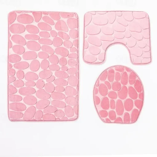 3pcs Bath Mat Non-slip Bathroom Rugs Set, Ultra Soft Non-Slip Bath Rug And Absorbent Bath Mat Carpets, Includes U-Shaped Contour Rug,Toilet Lid Cover