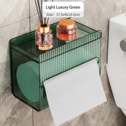 1pcs Bathroom Tissue Storage Box Punch-free Toilet Paper Holder Wall Mounted Tissue Dispenser Container Bathroom Hanging Tissue Storage Rack Bathroom Accessories