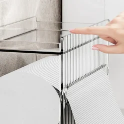 1pcs Bathroom Tissue Storage Box Punch-free Toilet Paper Holder Wall Mounted Tissue Dispenser Container Bathroom Hanging Tissue Storage Rack Bathroom Accessories