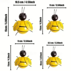4pcs Bumble Bee Metal Wall Art Crafts Ant Metal Sculpture Garden Ant Decor, Wall Hanging Decor, Garden Lawn Decor, Indoor Decor, Outdoor Colorful Decor, Cute Insect Sculpture, Yard Decor