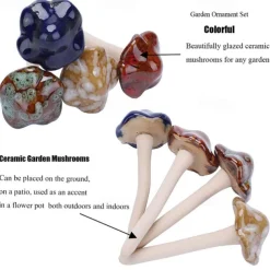 4pcs Ceramic Mushroom for Garden Yard Fairy Garden Lawn Ornament Decor Pottery Ornament Garden Ceramic Mushroom Statue Garden Pot Decoration