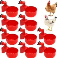 10pcs Chicken Drinking Cup Automatic Drinker Chicken Feeder Plastic Poultry Waterer Drinking Water Feeder for Chicks Duck Goose Quail