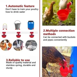 10pcs Chicken Drinking Cup Automatic Drinker Chicken Feeder Plastic Poultry Waterer Drinking Water Feeder for Chicks Duck Goose Quail