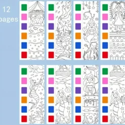 12pcs Children's Watercolor Coloring BookStudent Coloring And Drawing BookDrawing And Coloring Paper With Built-in Watercolor Paint PensImproving Children's Focus