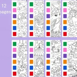 12pcs Children's Watercolor Coloring BookStudent Coloring And Drawing BookDrawing And Coloring Paper With Built-in Watercolor Paint PensImproving Children's Focus