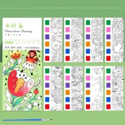 12pcs Children's Watercolor Coloring BookStudent Coloring And Drawing BookDrawing And Coloring Paper With Built-in Watercolor Paint PensImproving Children's Focus