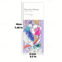 12pcs Children's Watercolor Coloring BookStudent Coloring And Drawing BookDrawing And Coloring Paper With Built-in Watercolor Paint PensImproving Children's Focus