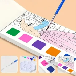 12pcs Children's Watercolor Coloring BookStudent Coloring And Drawing BookDrawing And Coloring Paper With Built-in Watercolor Paint PensImproving Children's Focus