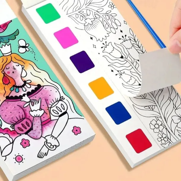 12pcs Children's Watercolor Coloring BookStudent Coloring And Drawing BookDrawing And Coloring Paper With Built-in Watercolor Paint PensImproving Children's Focus