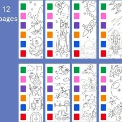 12pcs Children's Watercolor Coloring BookStudent Coloring And Drawing BookDrawing And Coloring Paper With Built-in Watercolor Paint PensImproving Children's Focus