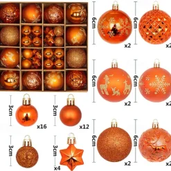 44pcs Christmas Baubles Ball Ornaments Xmas Decoration, Hanging Decorations for Christmas Tree, Holiday, Wedding and Party