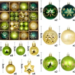 44pcs Christmas Baubles Ball Ornaments Xmas Decoration, Hanging Decorations for Christmas Tree, Holiday, Wedding and Party