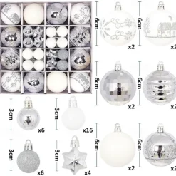 44pcs Christmas Baubles Ball Ornaments Xmas Decoration, Hanging Decorations for Christmas Tree, Holiday, Wedding and Party
