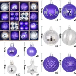 44pcs Christmas Baubles Ball Ornaments Xmas Decoration, Hanging Decorations for Christmas Tree, Holiday, Wedding and Party