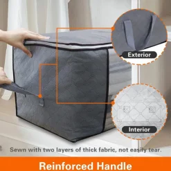 6pcs Clothes Comforter Storage Bags 90L Large Capacity Clothing Organizers with Reinforced Handles Thick Breathable Fabric Foldable Underbed Containers for Bedding Comforter Blank