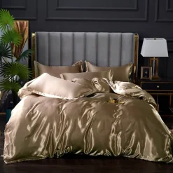 3pcs Cooling Quilt Cover Set Cooling Bedsheet Luxury Silky Satin Bedding Set with Multiple Colors Solid Color Soft Quilt Cover Set 1 Duvet cover 2 Pillowcases