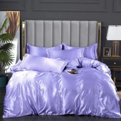 3pcs Cooling Quilt Cover Set Cooling Bedsheet Luxury Silky Satin Bedding Set with Multiple Colors Solid Color Soft Quilt Cover Set 1 Duvet cover 2 Pillowcases