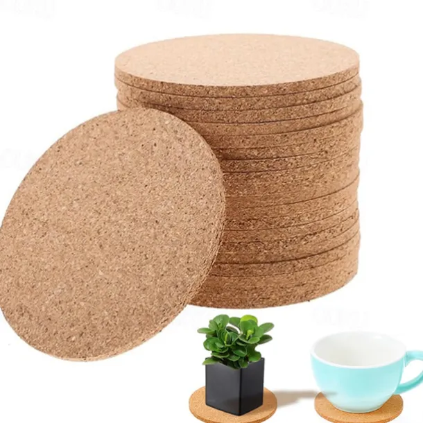 10/20pcs Cork Coaster for Drink Absorbent Tea or Coffee Coaster Set Round Heat Resistant Bar Coasters Reusable Table Blank Coasters Gifts for Wine Glass Cup Mug Plant Office
