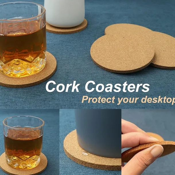 10/20pcs Cork Coaster for Drink Absorbent Tea or Coffee Coaster Set Round Heat Resistant Bar Coasters Reusable Table Blank Coasters Gifts for Wine Glass Cup Mug Plant Office