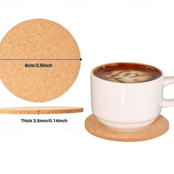 10/20pcs Cork Coaster for Drink Absorbent Tea or Coffee Coaster Set Round Heat Resistant Bar Coasters Reusable Table Blank Coasters Gifts for Wine Glass Cup Mug Plant Office
