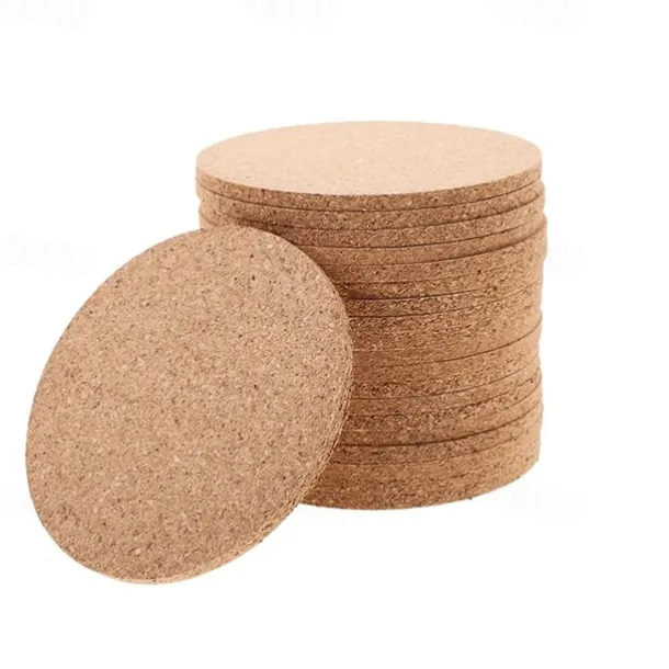 10/20pcs Cork Coaster for Drink Absorbent Tea or Coffee Coaster Set Round Heat Resistant Bar Coasters Reusable Table Blank Coasters Gifts for Wine Glass Cup Mug Plant Office