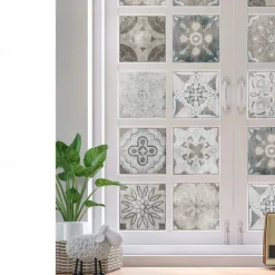 24pcs Creative Kitchen Bathroom Living Room Self-adhesive Wall Stickers Waterproof Gray Retro Tile Stickers
