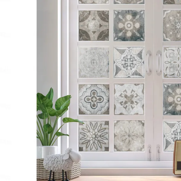 24pcs Creative Kitchen Bathroom Living Room Self-adhesive Wall Stickers Waterproof Gray Retro Tile Stickers