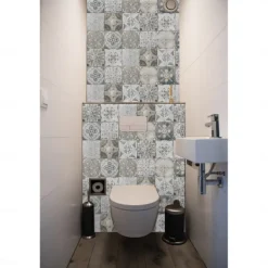 24pcs Creative Kitchen Bathroom Living Room Self-adhesive Wall Stickers Waterproof Gray Retro Tile Stickers