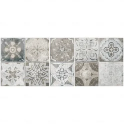 24pcs Creative Kitchen Bathroom Living Room Self-adhesive Wall Stickers Waterproof Gray Retro Tile Stickers