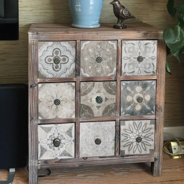 24pcs Creative Kitchen Bathroom Living Room Self-adhesive Wall Stickers Waterproof Gray Retro Tile Stickers