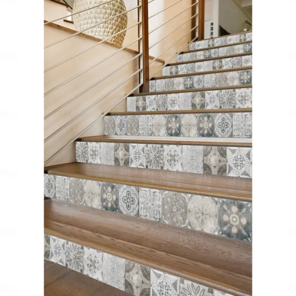 24pcs Creative Kitchen Bathroom Living Room Self-adhesive Wall Stickers Waterproof Gray Retro Tile Stickers