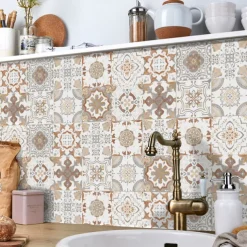 24/48pcs Creative Kitchen Bathroom Living Room Self-adhesive Wall Stickers Waterproof Retro Mosaic Tile Stickers