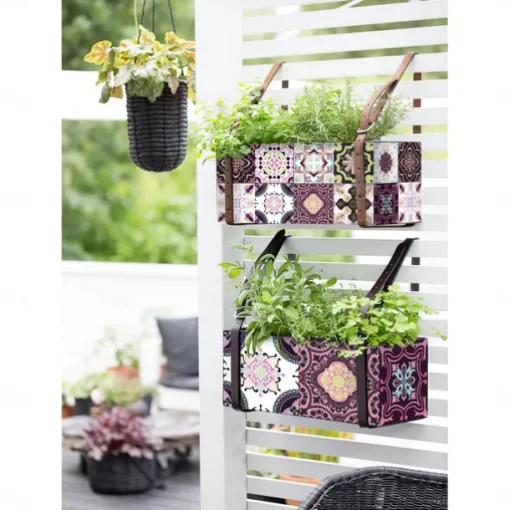 24pcs Creative Kitchen Bathroom Living Room Self-adhesive Wall Stickers Waterproof Mediterranean Fuchsia Tile Stickers
