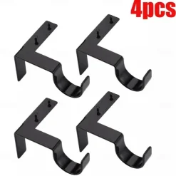 2/4PcS Curtain Pole Bracket No Drill Curtain Rod Holder Wooden Window Frame