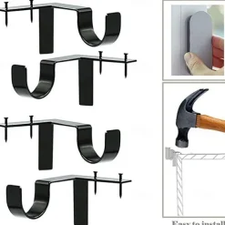 2/4PcS Curtain Pole Bracket No Drill Curtain Rod Holder Wooden Window Frame