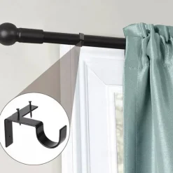 2/4PcS Curtain Pole Bracket No Drill Curtain Rod Holder Wooden Window Frame