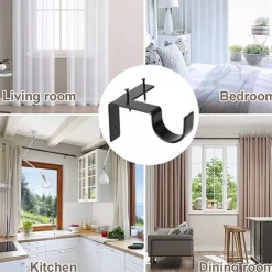 2/4PcS Curtain Pole Bracket No Drill Curtain Rod Holder Wooden Window Frame