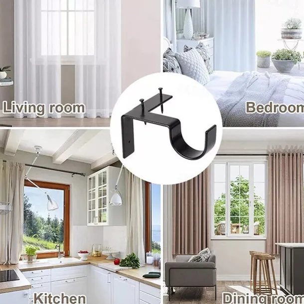 2/4PcS Curtain Pole Bracket No Drill Curtain Rod Holder Wooden Window Frame