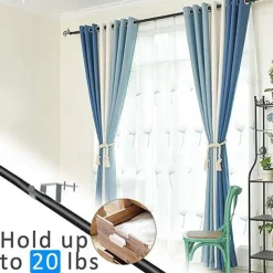 2/4PcS Curtain Pole Bracket No Drill Curtain Rod Holder Wooden Window Frame