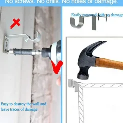 2/4PcS Curtain Pole Bracket No Drill Curtain Rod Holder Wooden Window Frame