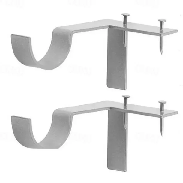 2/4PcS Curtain Pole Bracket No Drill Curtain Rod Holder Wooden Window Frame