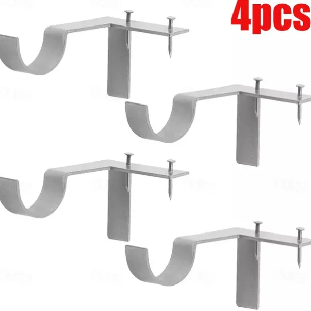 2/4PcS Curtain Pole Bracket No Drill Curtain Rod Holder Wooden Window Frame