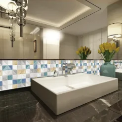 10pcs 3D Mosaic Crystal Tile Sticker Glass TileDIY Waterproof Self adhesive Wall Sticker