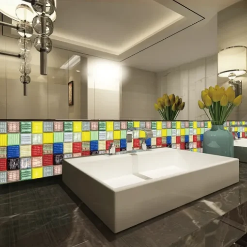 10pcs 3D Mosaic Crystal Tile Sticker Glass TileDIY Waterproof Self adhesive Wall Sticker