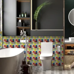 10pcs 3D Mosaic Crystal Tile Sticker Glass TileDIY Waterproof Self adhesive Wall Sticker