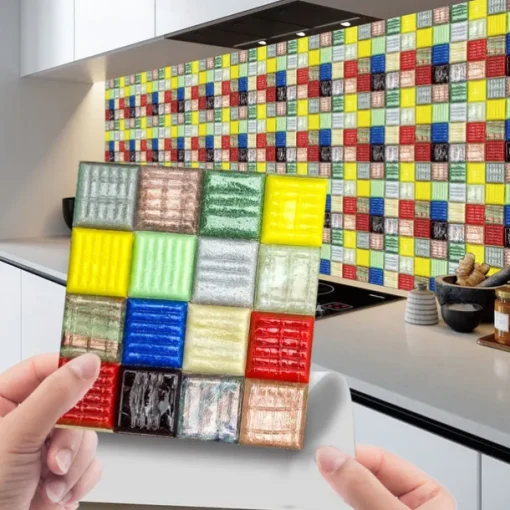10pcs 3D Mosaic Crystal Tile Sticker Glass TileDIY Waterproof Self adhesive Wall Sticker