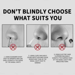 3Pcs Double Sided Nose Hair Knife Manual Nostril Cleaning Nose Hair Trimmer 360 Degree Rotate Nostril Cleaning Scissors