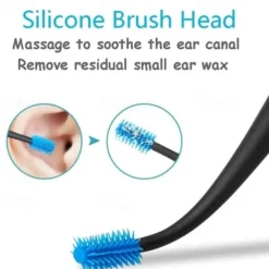 2pcs Double-Sided Earpick Soft Silicone Spiral Rotating Ear Wax Cleaner Ears Remover Clean Tool Spiral Design
